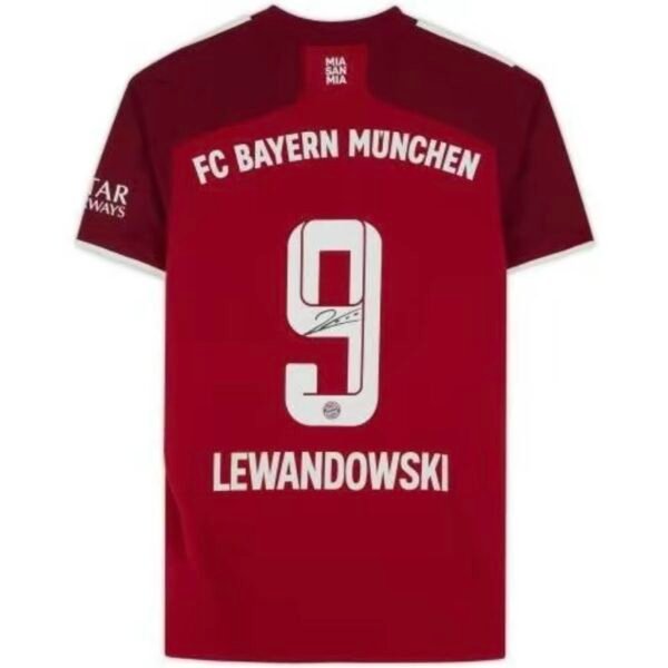Robert Lewandowski Bayern Munich AutographedAdidas 2021 -2022 Red Jersey-Fanatics AuthenticCertified-Soccer Memorabilia