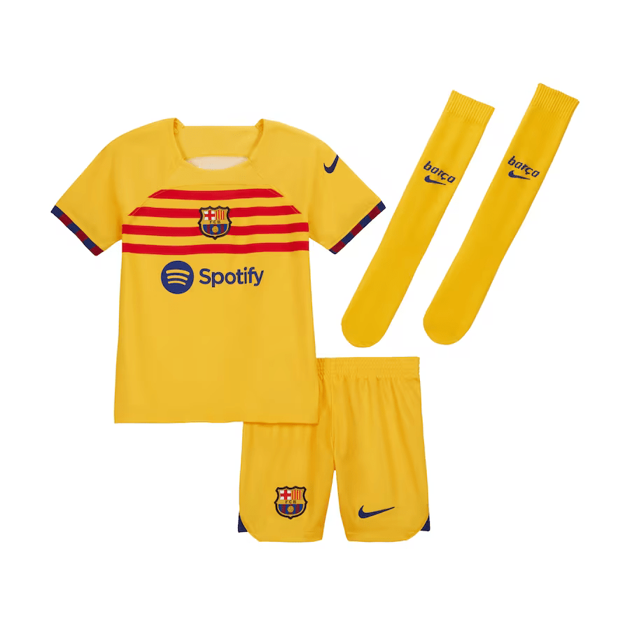 barcelona-fourth-stadium-kit-2023-24-little-kids_ss4_p-13359472u-5x28ivi9590e555364pav-b82e876869ff4185859f6daf58d5ef59.jpg-1.png 22/23 Kids Barcelona Senyera Fourth Kit - Image 1