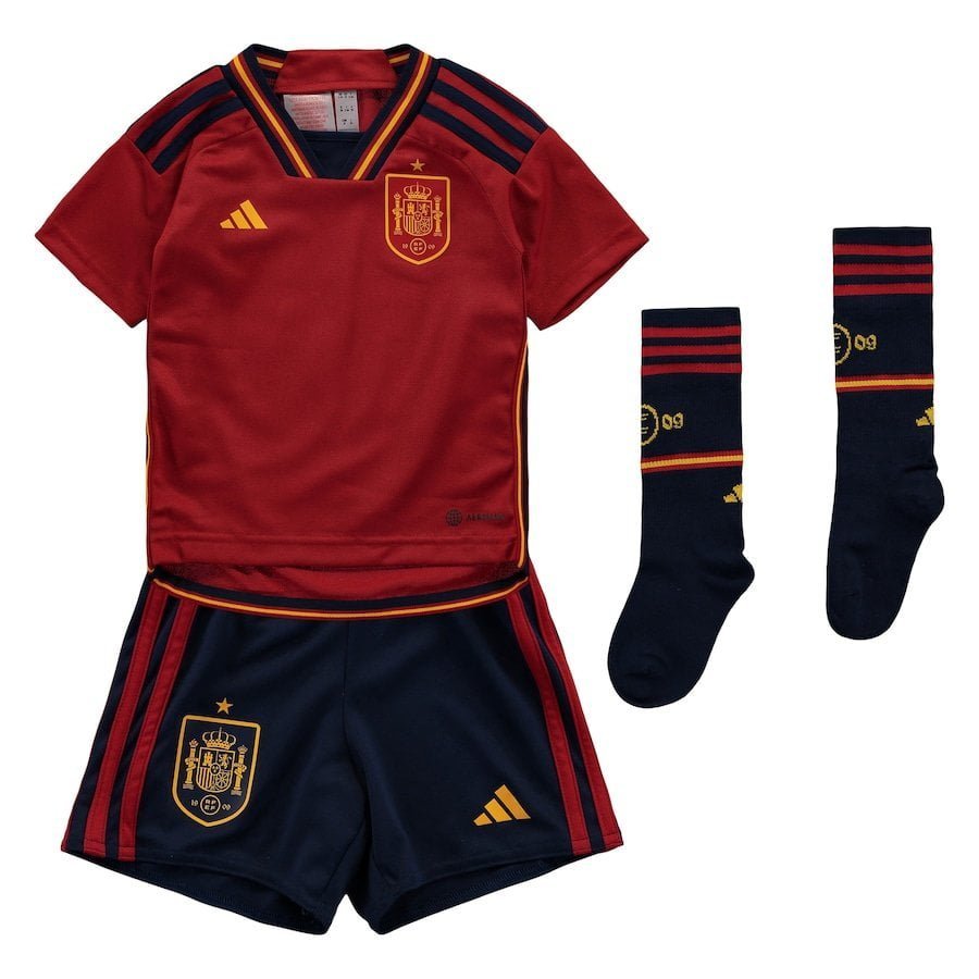 spain-home-minikit_ss4_p-13312973u-1ii213kbu4j00xwdal97v-a0ebfde815d54bc4930d206e13b793bf.jpg 22/23 Kids Spain Home Kit - Image 1